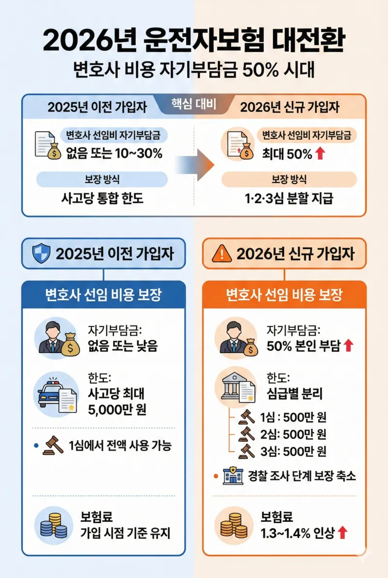 2026년 운전자보험 변경사항 인포그래픽
